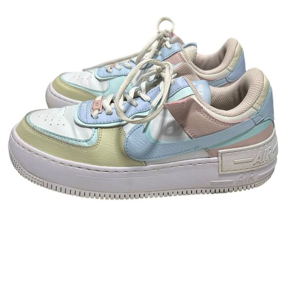 Nike Air Force Ones Pastel Blue Green Pink Size 8.5 Sneakers 2019 - Picture 5 of 15